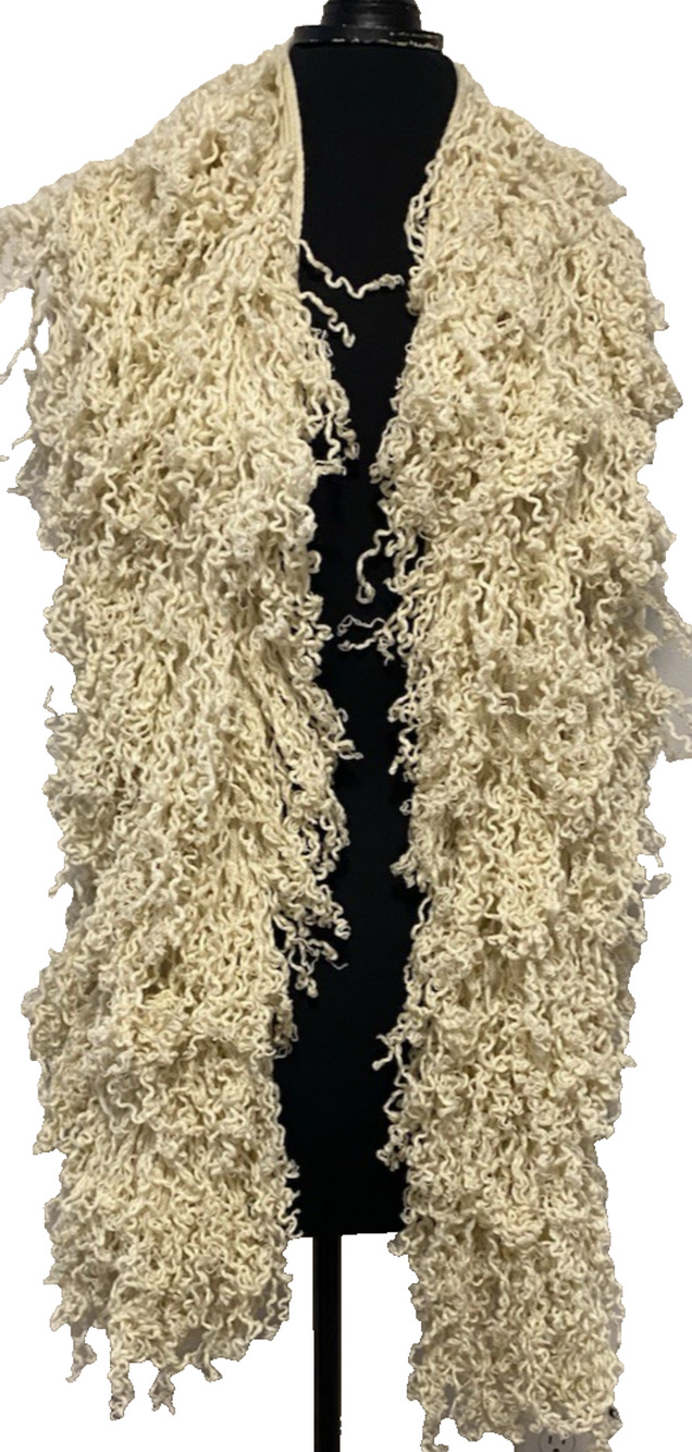 Free People Knit Fringe Shag Cowl Scarf One Size Oatmeal Boho Cottage Core Wrap